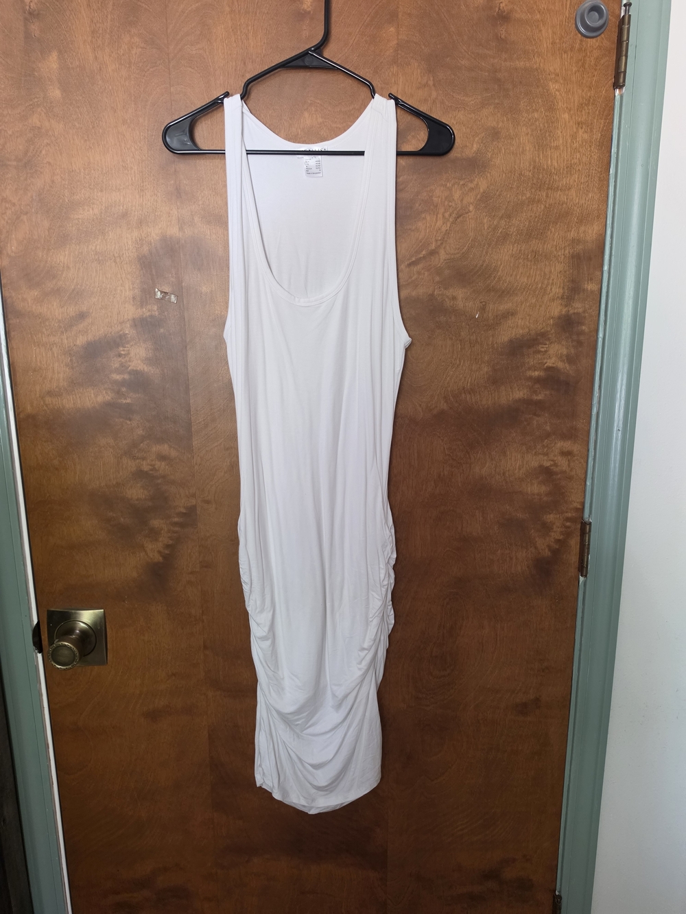 VENUS White Sleeveless Ruched Midi Dress